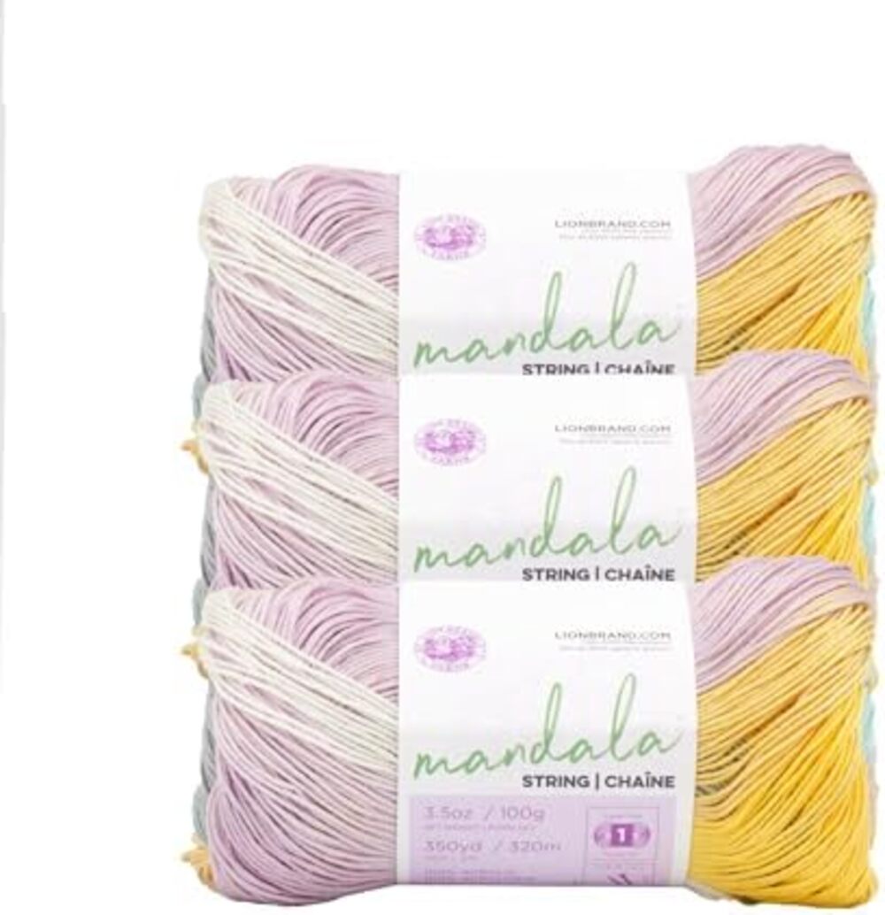 Mandala String Yarn – Pastel Rainbow Gradient, 100g Ball 3 Skeins